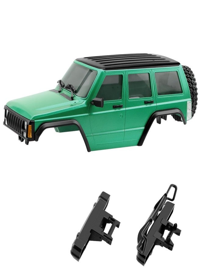 GIXCEL 6.10inch Wheelbase RC Body Shell, ABS Cherokee Body with Front Rear Bumpers for 1/18 RC Crawler TRX4M Bronco Defender Chassis Upgrades, Spare Wheel Tire Included (Green) - Image 1